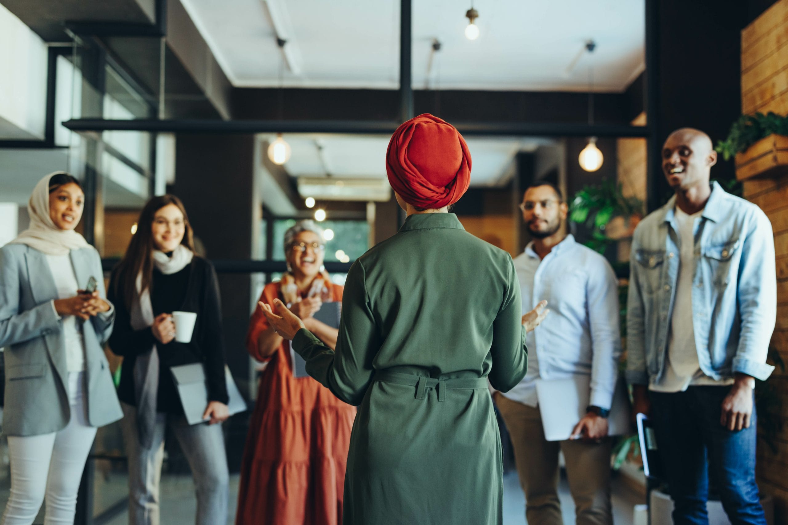 Team in a standup meeting